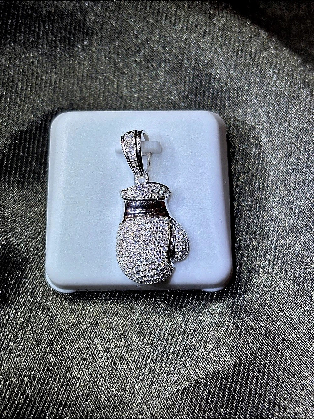 .925 Sterling Silver 1ct. VVS Moissanite Pave’ Boxing Glove